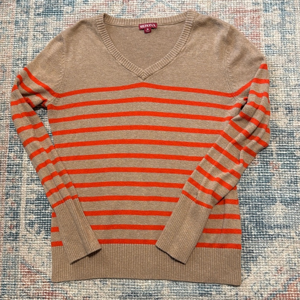 Merona v neck striped shirt